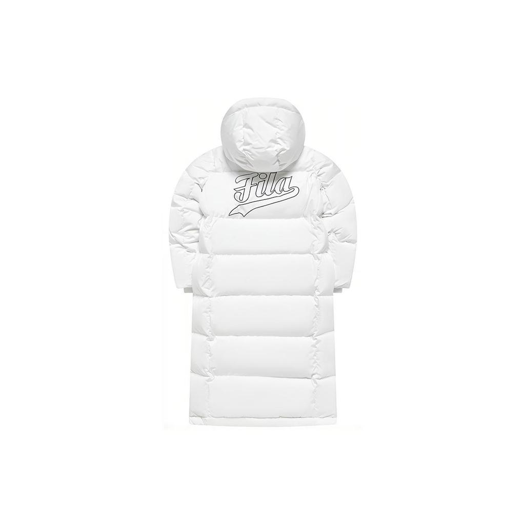 Fila Fusion Baseball Series Letter Patch Fashion Long Hooded Warm Down Coat Women outerwear White T11W242916FWT