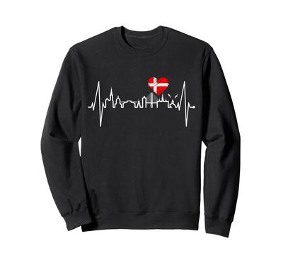 Copenhagen Skyline Heartbeat Denmark I Love Copenhagen Sweatshirt