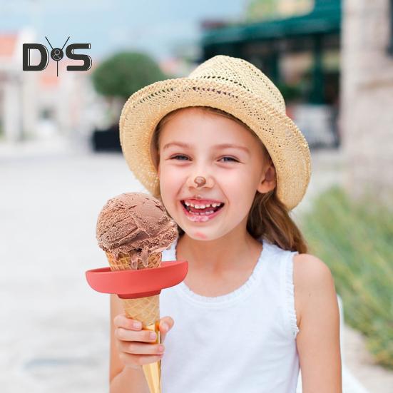 4Pcs Kids Popsicle Holders with Drip Catcher Ice Cream Stand with Dual Functional Design Easy To Clean Silicone Holder for Summer And Birthday Parties