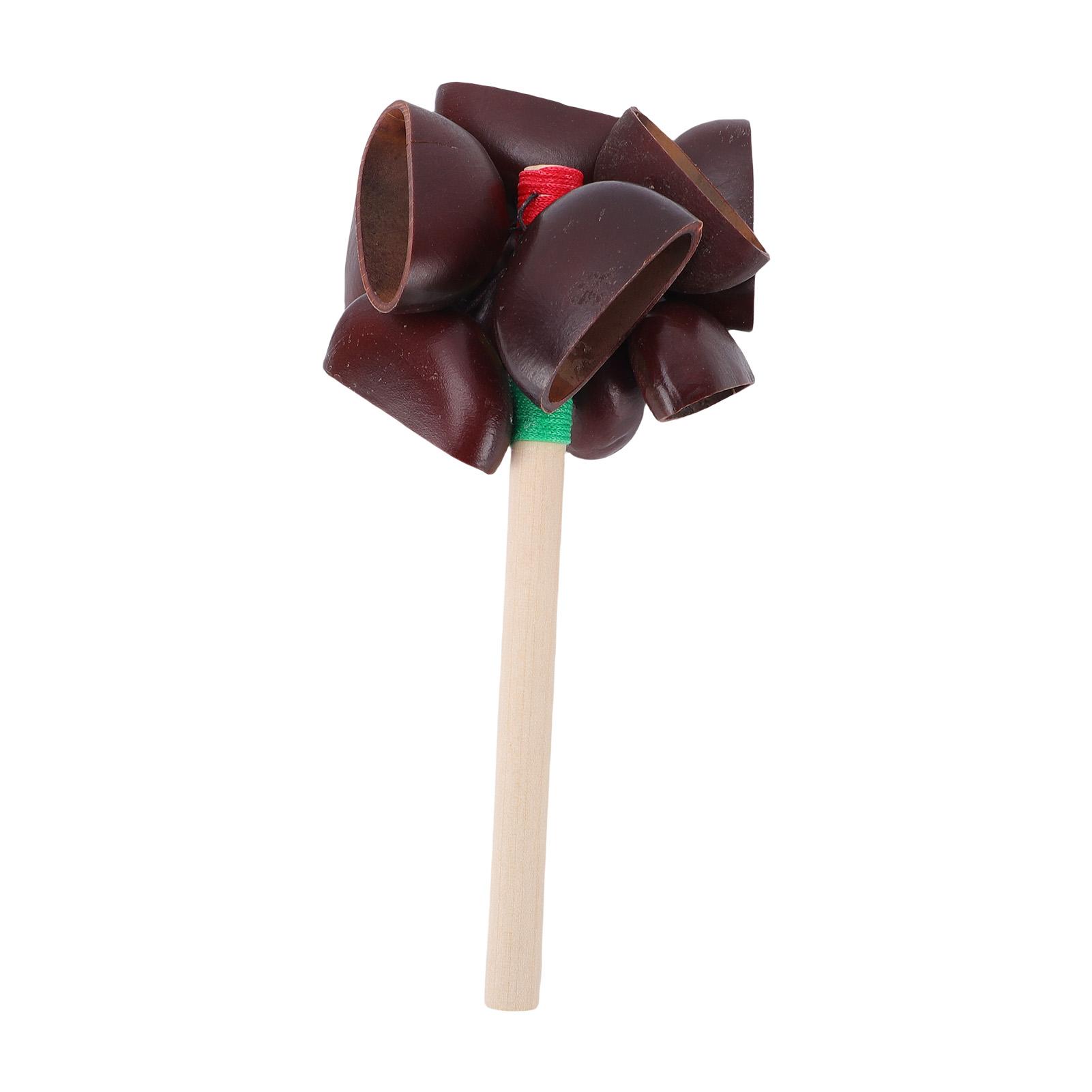 

Handmade Seed Shell Shaker Maraca Musical Instrument Nutshell with Mahogany Handle Natural Shell Percussion for Yoga