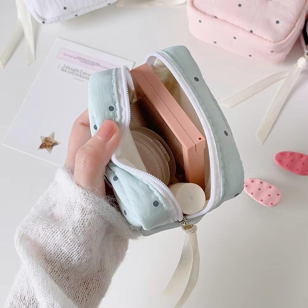 Polka Dot Sanitary Napkin Storage Bag Large Capacity Lipstick Key Portable Cosmetic Bag  Student