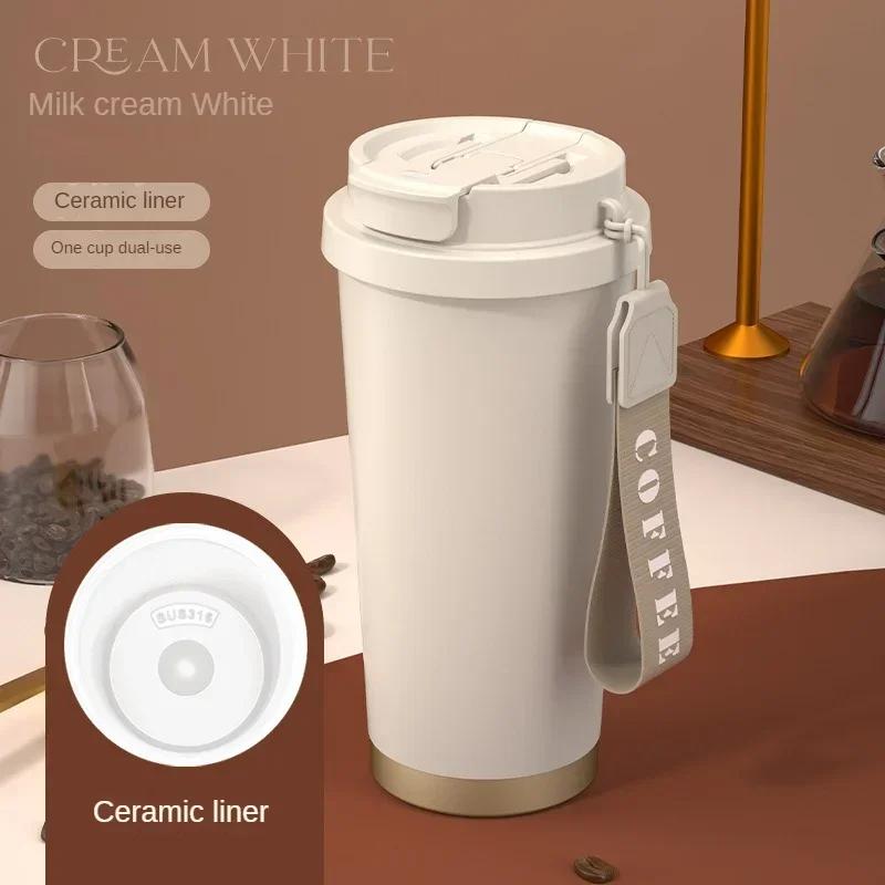 500ML Large Capacity Ceramic Vacuum Flasks Reusable Double Wall Thermoses Stainless Steel Coffee Mug Insulated Cup Drinkware
