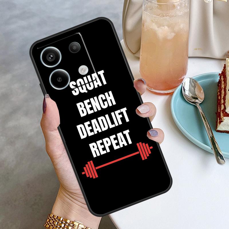Bodybuilding Gym Fitness Quotes Case For Xiaomi Redmi 12 9C 10C 12C 13C Redmi Note 13 12 9 10 11 Pro 9S 10S 11S 12S Coque