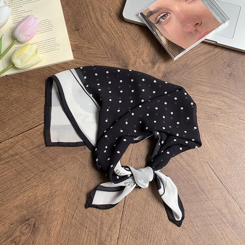 Georgette silk scarf neck small square scarf neck protection scarf fresh floral headscarf summer women's pastoral headband hair accessories