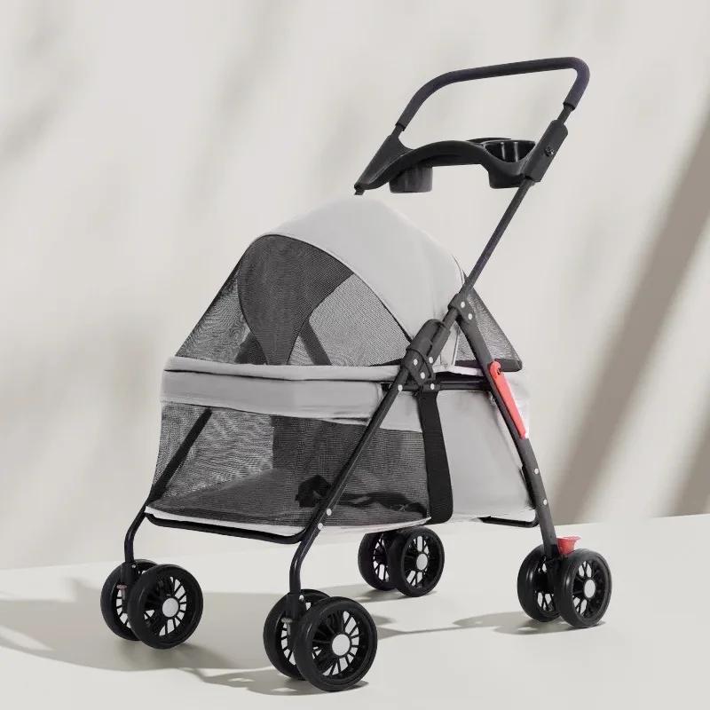 

Тележка для перевозки домашних животных, тележка для перевозки собак, тележка для кошек, маленькая и легкая, складная, для прогулок, для собак