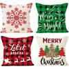 Short Plush Material Pillowcasehome Decor Merry Christmas And Snowflake Pattern Cushions Pattern Cushion Cover Suitable For Sofa