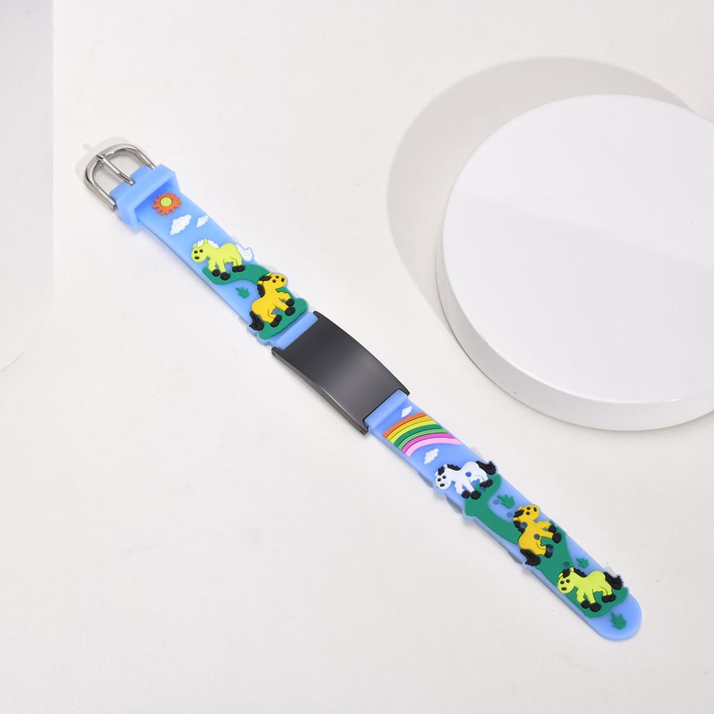 Personalized Bracelet  for Little Boy Girl, Adjustable Silicone ID Wristband with Cute Car Link, Engraving Emergency Jewelry