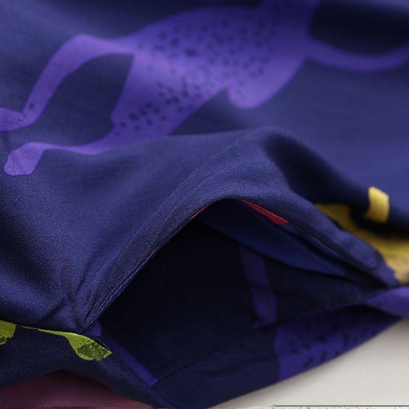 Foreign Trade Export Print Loose Cotton Silk Dress Summer Thin Short Sleeve Artificial Cotton Shirt Dress Plus Size Women Clothing