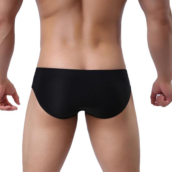 Sexy Men's Underwear Solid Color Mid Rise Ice Silk Briefs Elastic Underpants