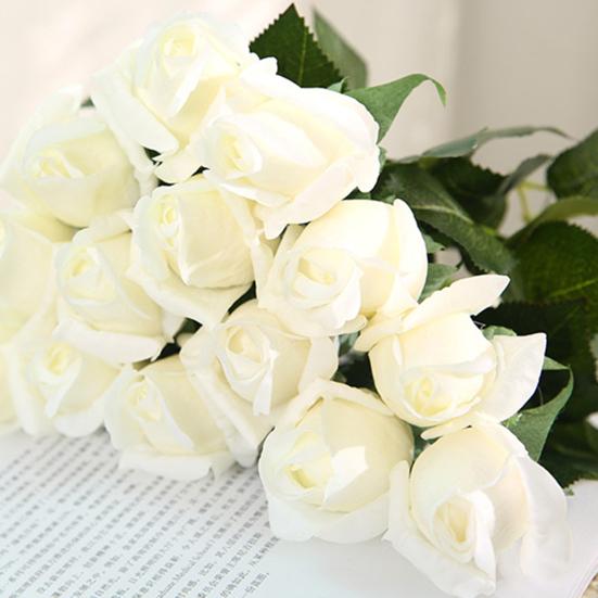 Rose Flower Buds Realistic Faux Silk Roses Bouquets Fake Flower Arrangement