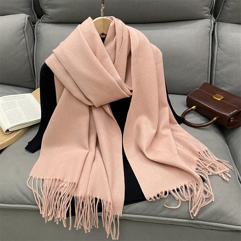 Luxury Solid Cashmere Scarf Women Winter Tassel Shawl Pashmina Big Size Handkerchief Lady Soft Outdoor Windproof Ski Bufanda