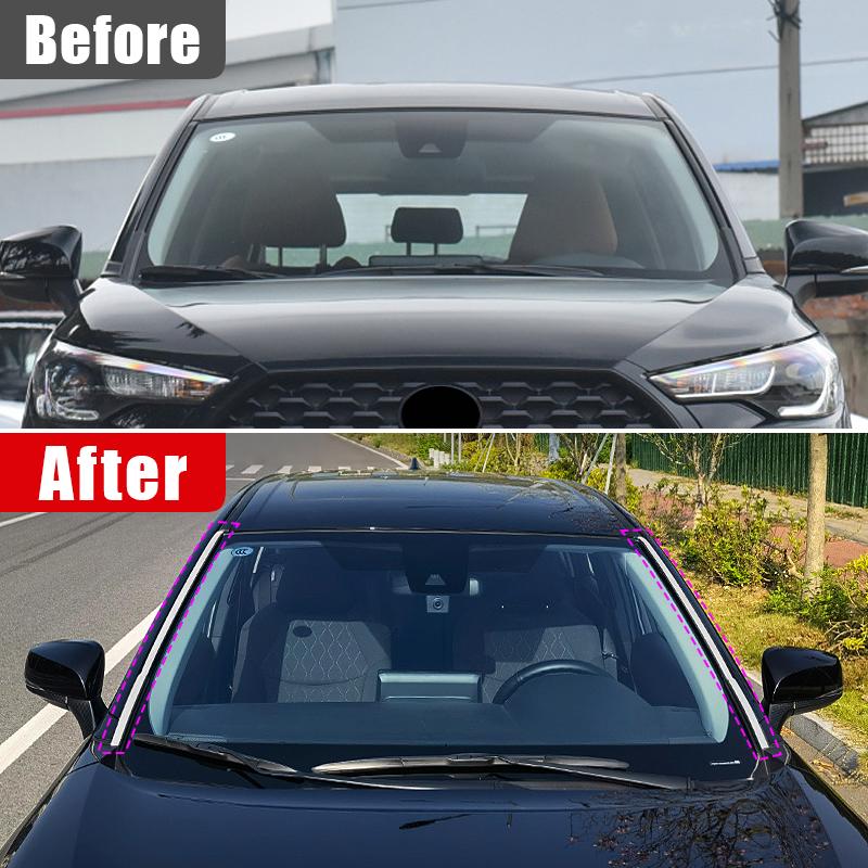 Car Accessories For Toyota Corolla Cross XG10 2024 2024 2024 Hybrid Stainless Front Window Trim Head Decoration Trim Stickers