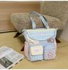 Schoolbag New High-value Japanese Ins Fresh and Sweet Plaid Girl Make-up Bag Light Shopping Large-capacity Messenger Bag