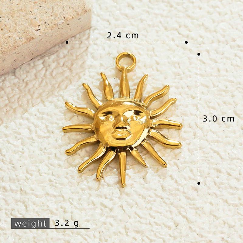 18K Gold Plated Sun Heart Pendant Necklace & Bracelet in Stainless Steel