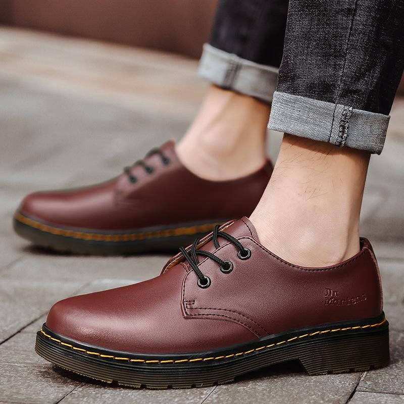 Martin Stiefel Low-Top neue lässige kleine Lederschuhe Britischer Stil Stiefel Lokomotive Stiefel