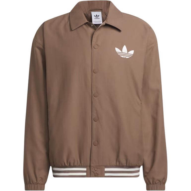 Adidas Originals Coach Jacket With Logo Single-Breasted Collar Outdoor Casual Sports Jacket Unisex Jacket Brown IY7371