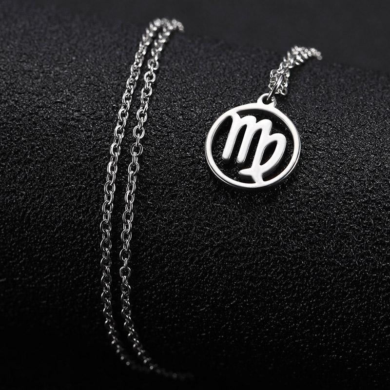 Teamer 12 Zodiac Stainless Steel Necklace Women Men Gemini Aries Libra Taurus Twelve Constellation Birthday Gifts Wholesale