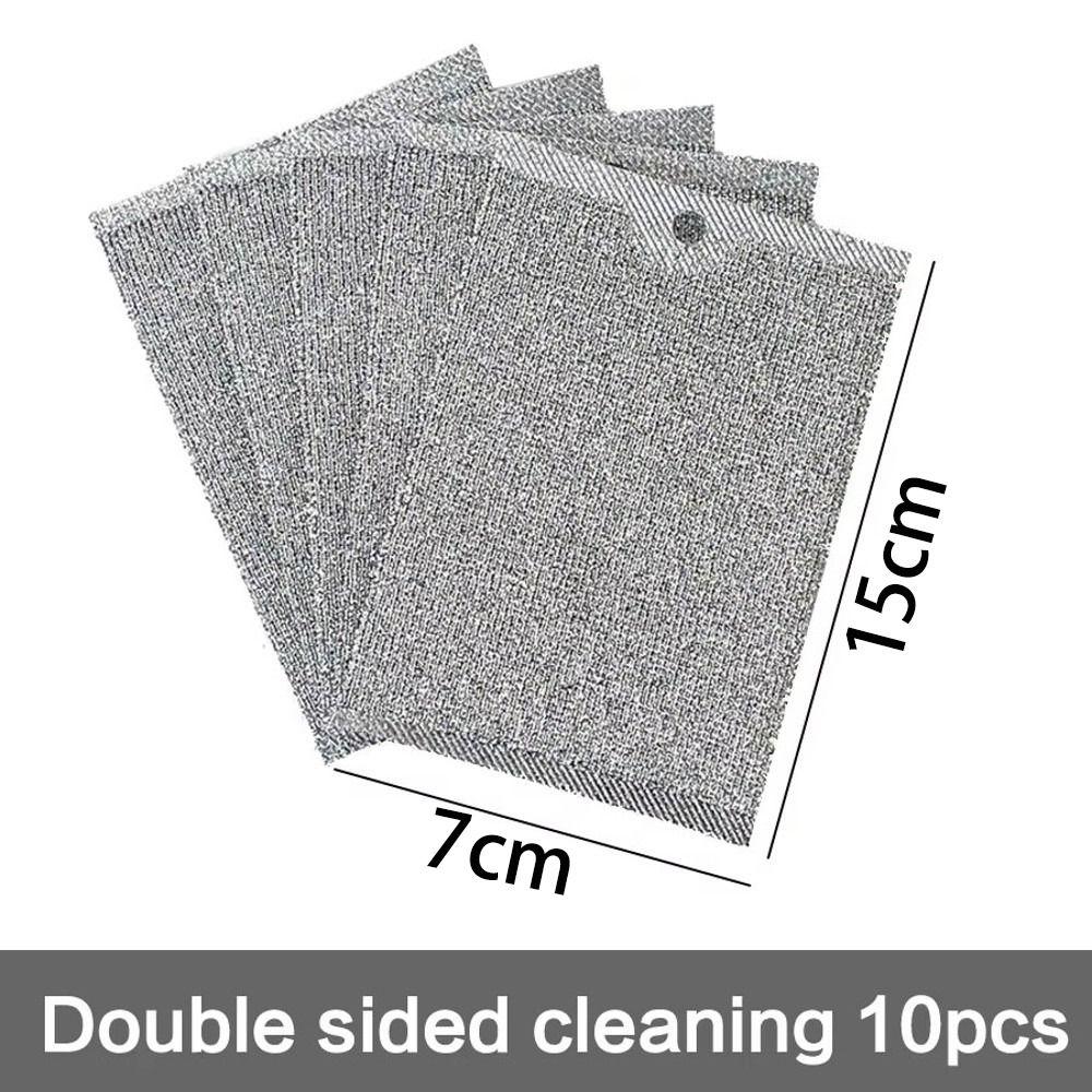 10PCS Multifunctional Steel Wire Dishcloth Non-stick Oil Cleaning Tools Kitchen Cleaning Scouring Pad Double-sided
