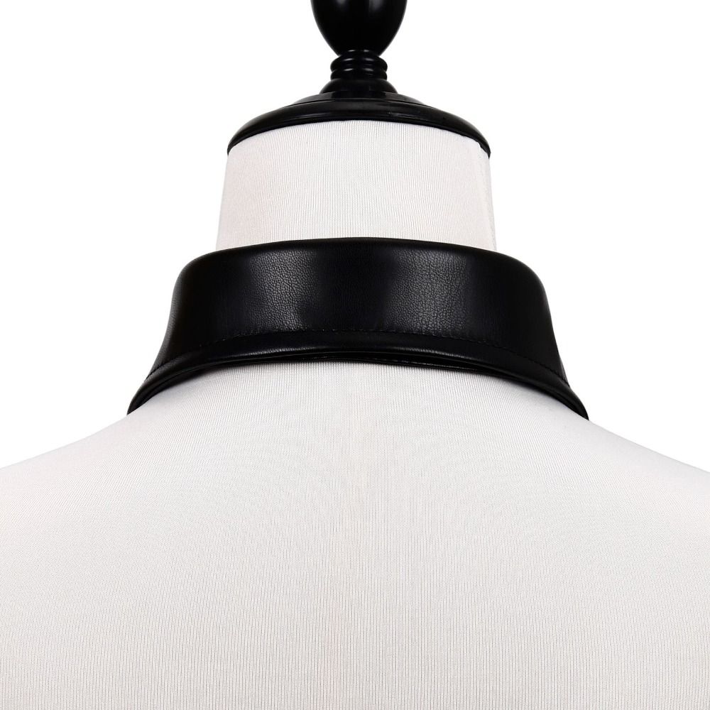Detachable Black Leather Fake Collar Pu Punk Style Collar Cool Rivet Collar  Photo Props