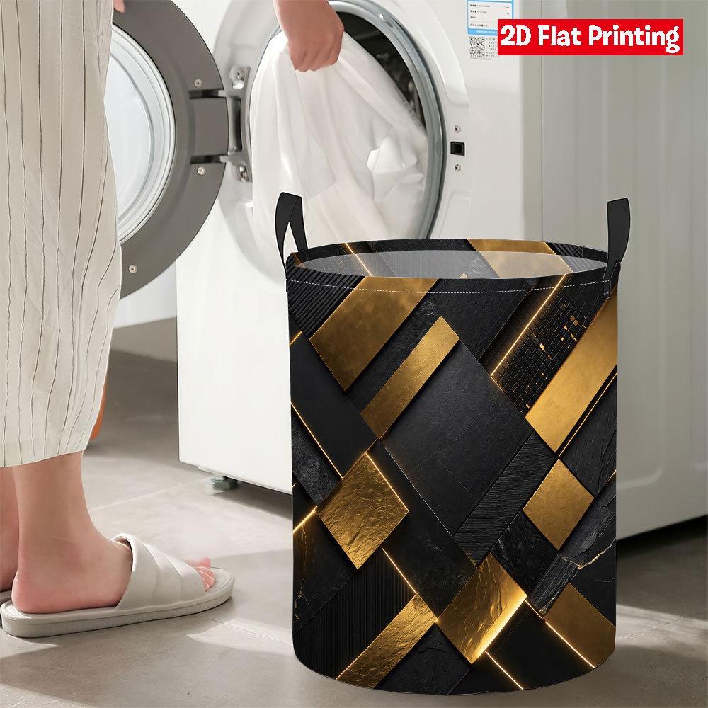 Collapsible Laundry Basket Large Round Waterproof Fabric Hamper Dirty Clothes Storage Bin Toy Organizer with Handles