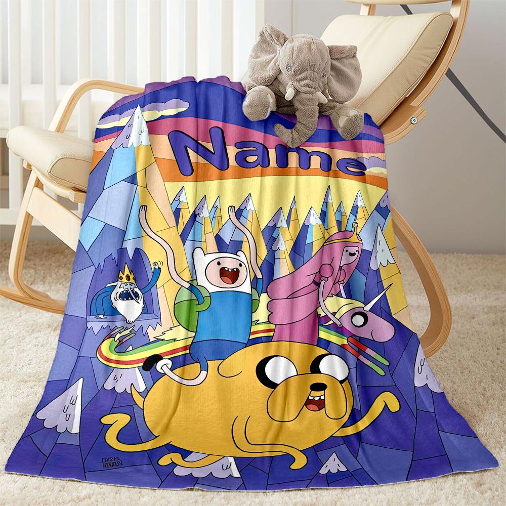 Adventure Time Faces Personalized Text Blanket Multi-purpose Customizable Blanket Ultra-Soft Great for Office Chair Picnics Nap