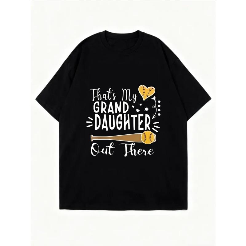 White Soft Cotton T Shirt With That S My Granddaughter Out There Softball Design For Casual Wear And Family Support Events