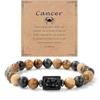 Tiger Eye Stone Zodiac Couple Beaded Bracelet - Natural European & American Style