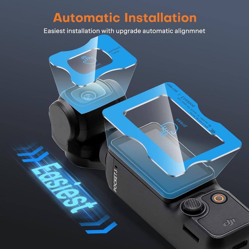 OMOTON 2+2 Pack Screen Protector for DJI Osmo Pocket 3, Tempered Glass Screen Protector with Easy Installation Tray for DJI Osmo Pocket 3