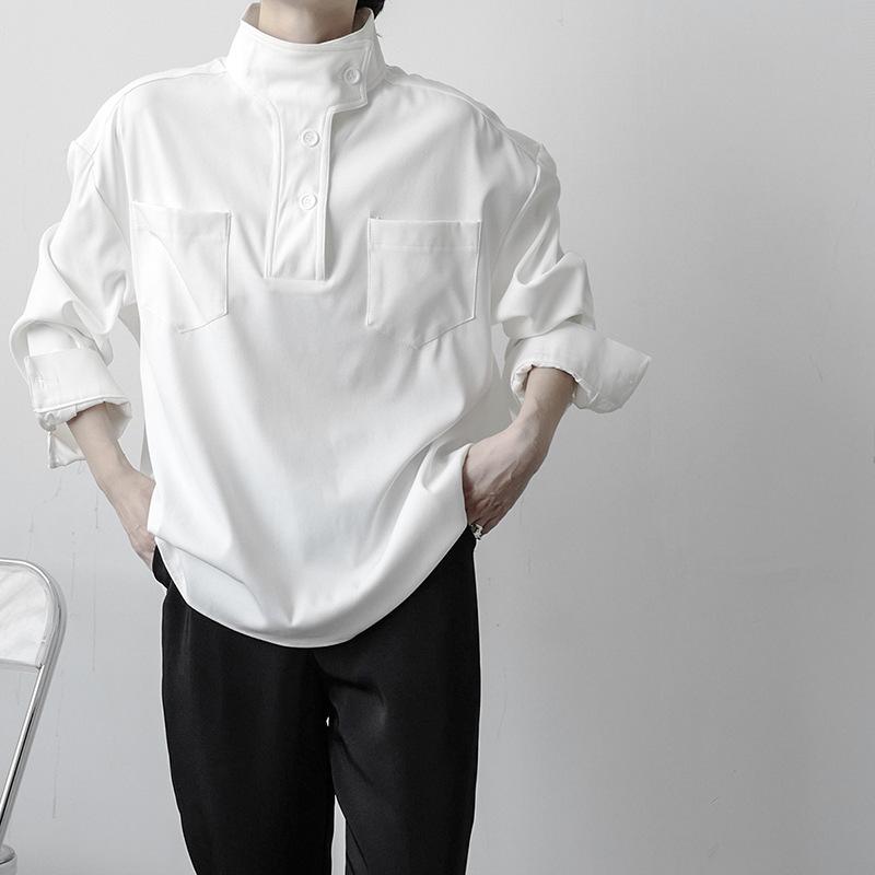 

Стильная и модная мужская рубашка с полуворотником, модный воротник-стойка, идеально подходит для повседневной носки весной. XXL белый