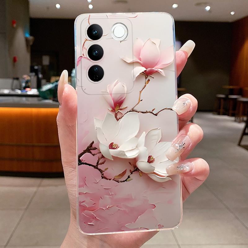 Case For Vivo V27 Capa Cases For Vivo V27E Flower Butterfly Protective Thin Case For Vivo V27 Pro Soft Silicone TPU Phone Cover