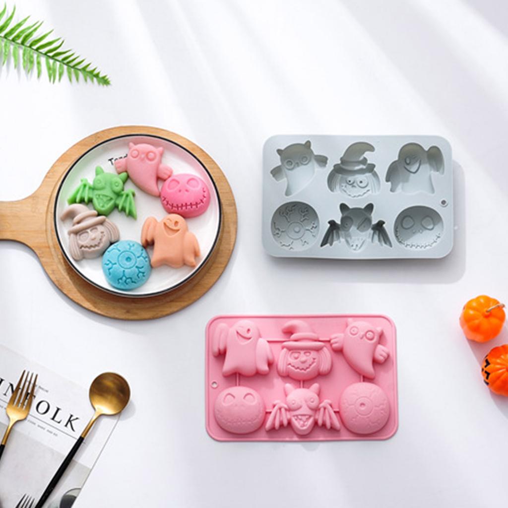 Silicone Candy Molds Chocolate Molds Cake Molds 6 Cavity Non-stick Silicone Baking Molds for Halloween Gifts Cake Deco