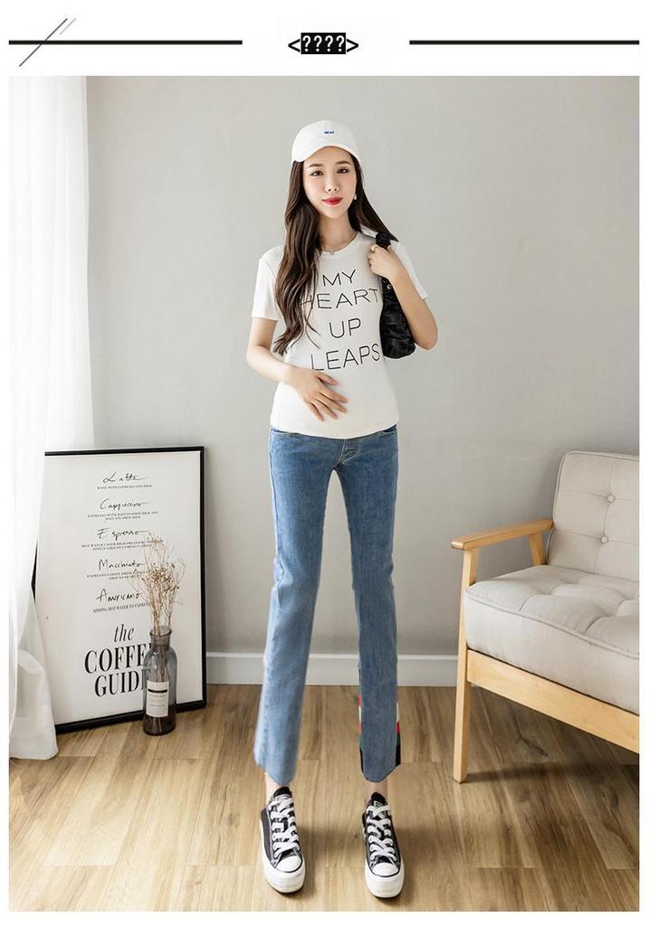 Frühling 2026 Koreanischer Stil Hohe Taille Schwangerschaft Skinny Jeans mit Bauchstütze