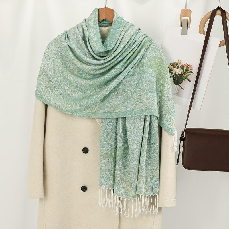 

Hot-selling cashew fringed polyester long towel fashionable versatile high-quality jacquard air-conditioned room with shawl 184*71cm