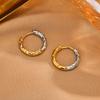 New Two Tone Circle Hoop Earring for Women, Hammered Stainless Steel Women's Mini Huggie Earrings, Gold Plated Small Hoops