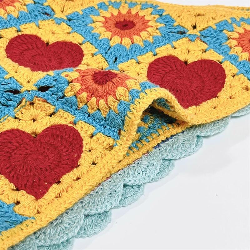 Crochet Anti-uv Bandana Knitted Hair Kerchief Tie Back for Head Wrap Color Matching for Triangle Turban for Girls Photo