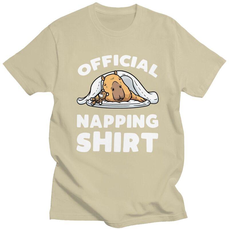 Custom Mens Capybara Sleeping Napping Giant Cavy T Shirt ShortSleeve Cotton Tshirt Leisure Tee Loose Fit Clothes