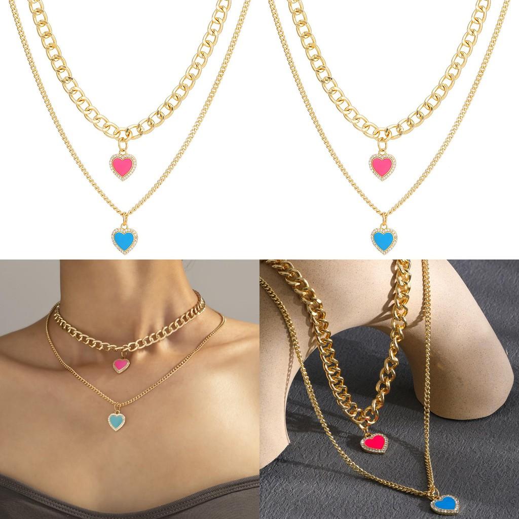 Elegant Multi-layer Heart Shaped Necklace For Women Chic Alloy Jewelry For Stylish Looks