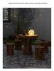 New Outdoor Faux Wood Patio Table and Chairs Set - Round Balcony Bistro Furniture for Gardens and Villas