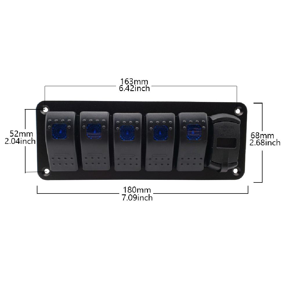 Marine Boat Rocker Switch Panel 8 Gang LED Rocker Switch Panel Kit 12V/24V Circuit Breaker Dual USB Slots light Battery Switches5
