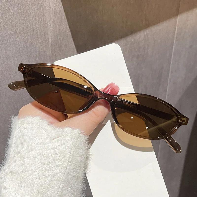 Sexy Small Oval Women'S Sunglasses New Fashion Black Brown Sun Glasses Ladies Shades Trends Summer Unique Eyewear Men