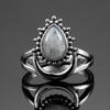 Lover's Vintage CopperPlating Jewelry Finger Rings For Men Women Couple 6*9mm Water Drop Natural Moonstone Wedding Party Gifts