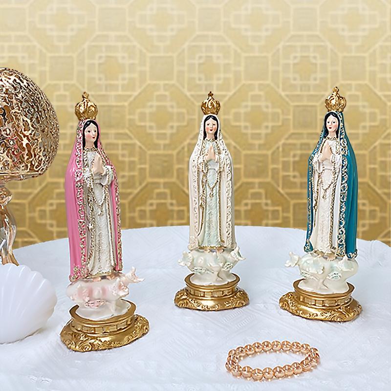 Katholische Statue Unsere Liebe Frau von Fatima Statue Jungfrau Maria Figur Religiöse Geschenke Altar Dekoration Figur Ornamente handbemalt