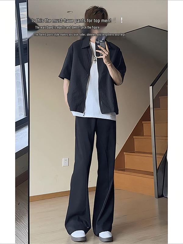 517 Herren Sommer Micro Flare Hose - High-End Drapierung, Handsome Rogue Silhouette Säbelhose