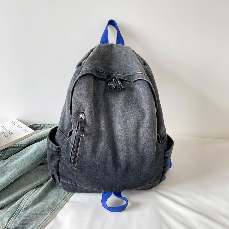 Gradient Denim Backpack Large Capacity Women's Retro Backpack