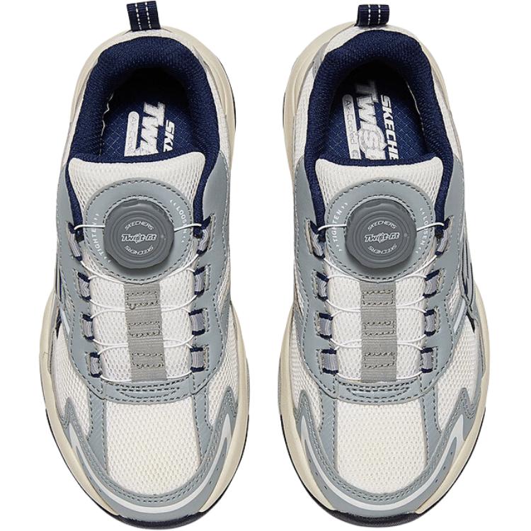 Skechers Kids Fabric Comfortable Non-Slip Durable Low-Top Casual Shoes Kids Sneakers Gray White 405292L-GYW