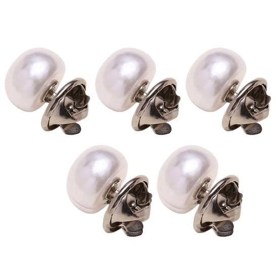 Quick Fix Neckline Clip 5PCS Pearl Buttons for Women, Clothing Invisible Anti-Exposure Safety Pins, No Pin Clothes Damage Iron Brooch Pins Fixation