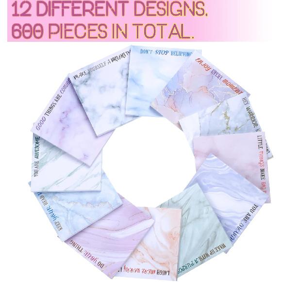 Zonon 12 Pcs pirational Sticky Notes 3 x 3 Inch Fun Motivational Note Pads 50 Sheets Per Notepad Housekeeping Week Gifts Positive Affirmations Gifts