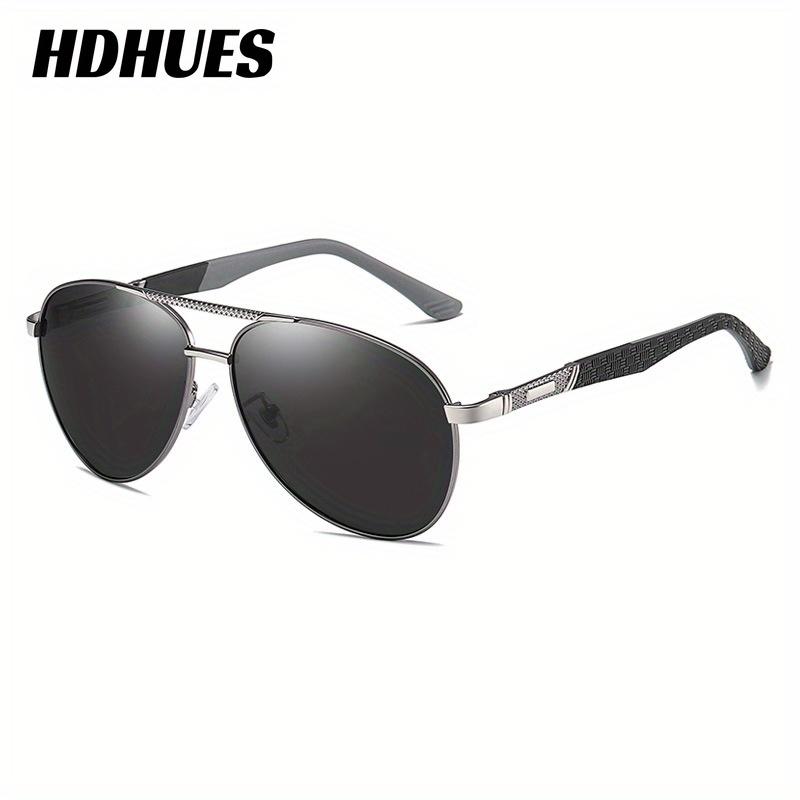 HdHues Unisex Retro Large Frame Double Beam Spring Leg Polarized Driving Sunglasses, UV400
