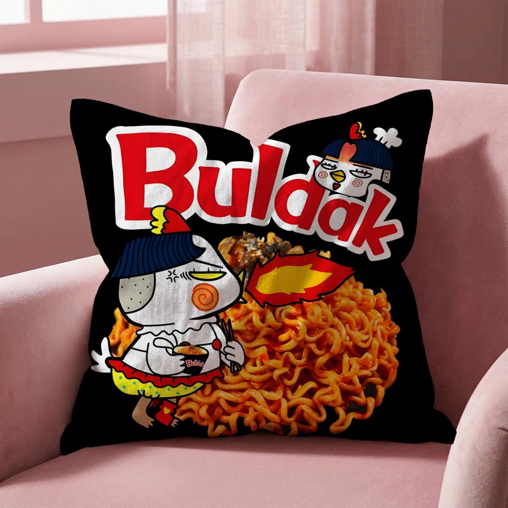 Samyang Buldak Ramen Cushion Cover Multi-Scene Pillow Cover for Home & Car - Reversible, Soft & Durable for Daily Use