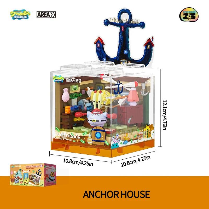 Spongebob Building Blocks Pineapple House Restaurant Anchor House Tree House Room Model Bricks Desktop Ornaments Kids Toys Gift